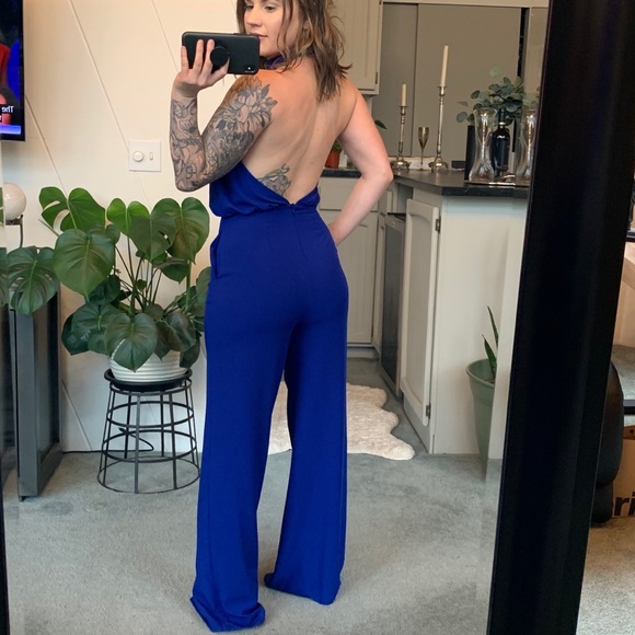 Lulu’s Royal Blue Halter Jumpsuit - Picture 3 of 7